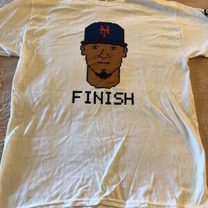 New York Mets White Graphic T-Shirt with Blue and Red Design